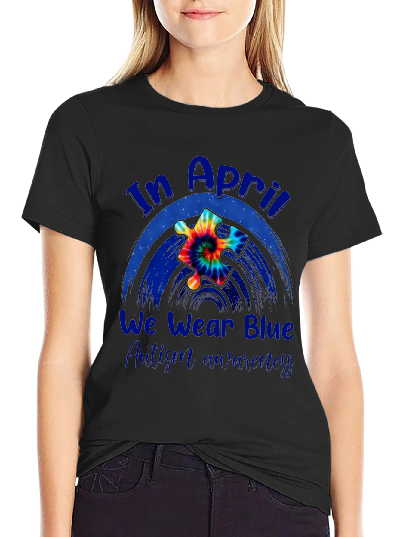 In April We Wear Blue Autism Awareness T-Shirt