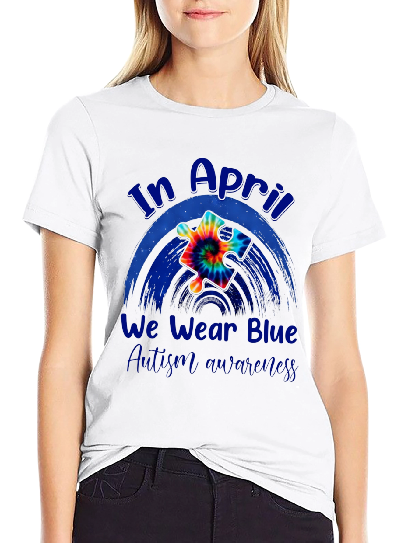 In April We Wear Blue Autism Awareness T-Shirt