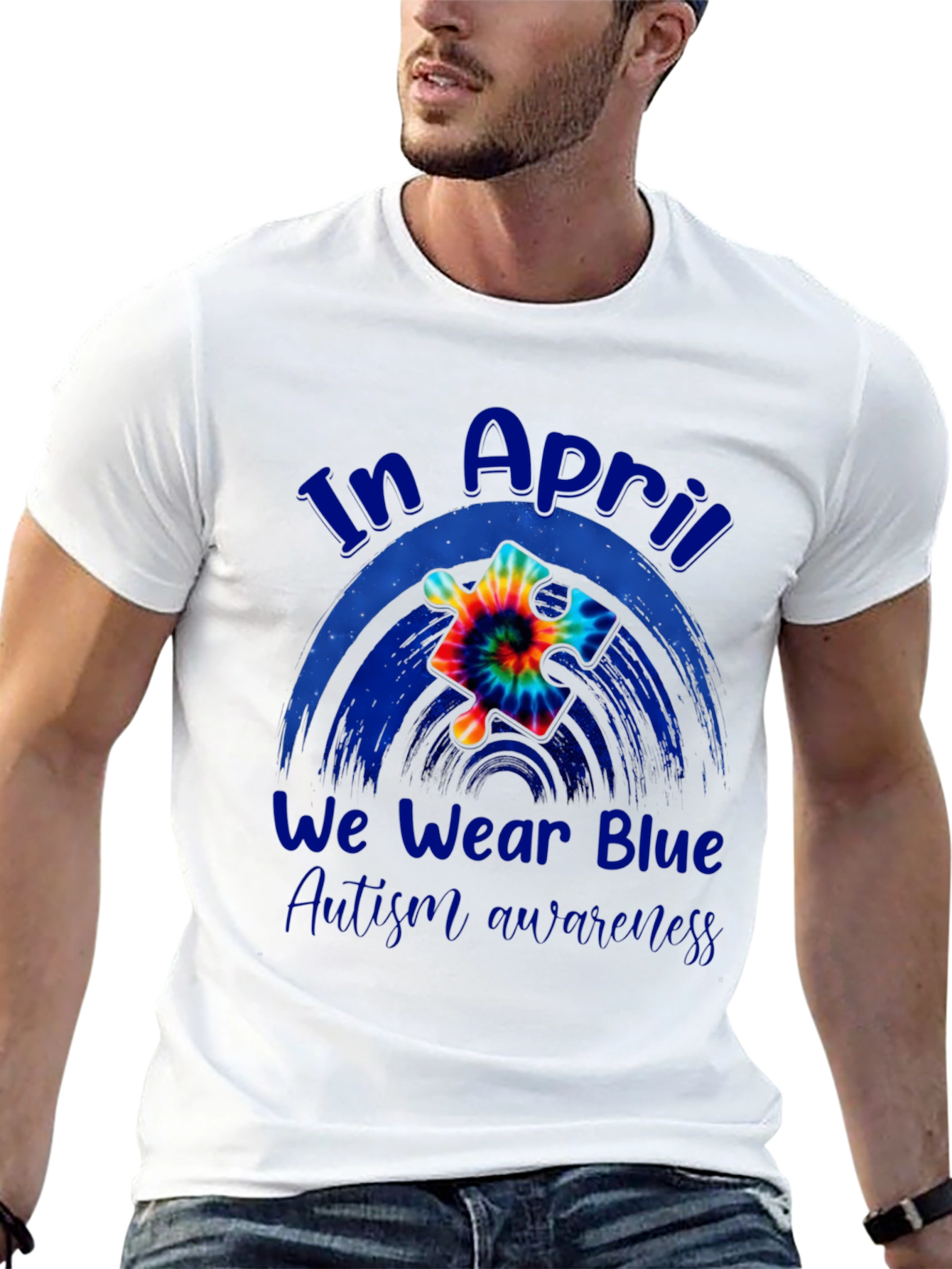 In April We Wear Blue Autism Awareness T-Shirt