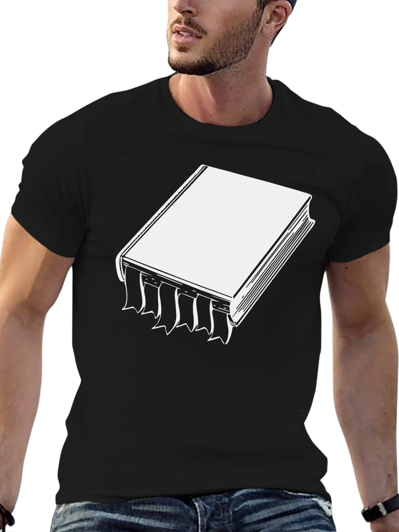 Bookworm Tee: Black T-Shirt with Book Graphic