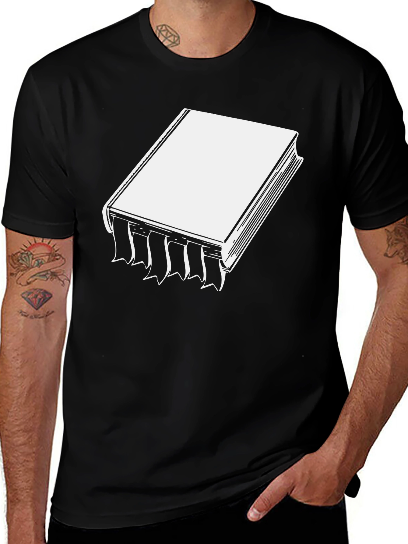 Bookworm Tee: Black T-Shirt with Book Graphic