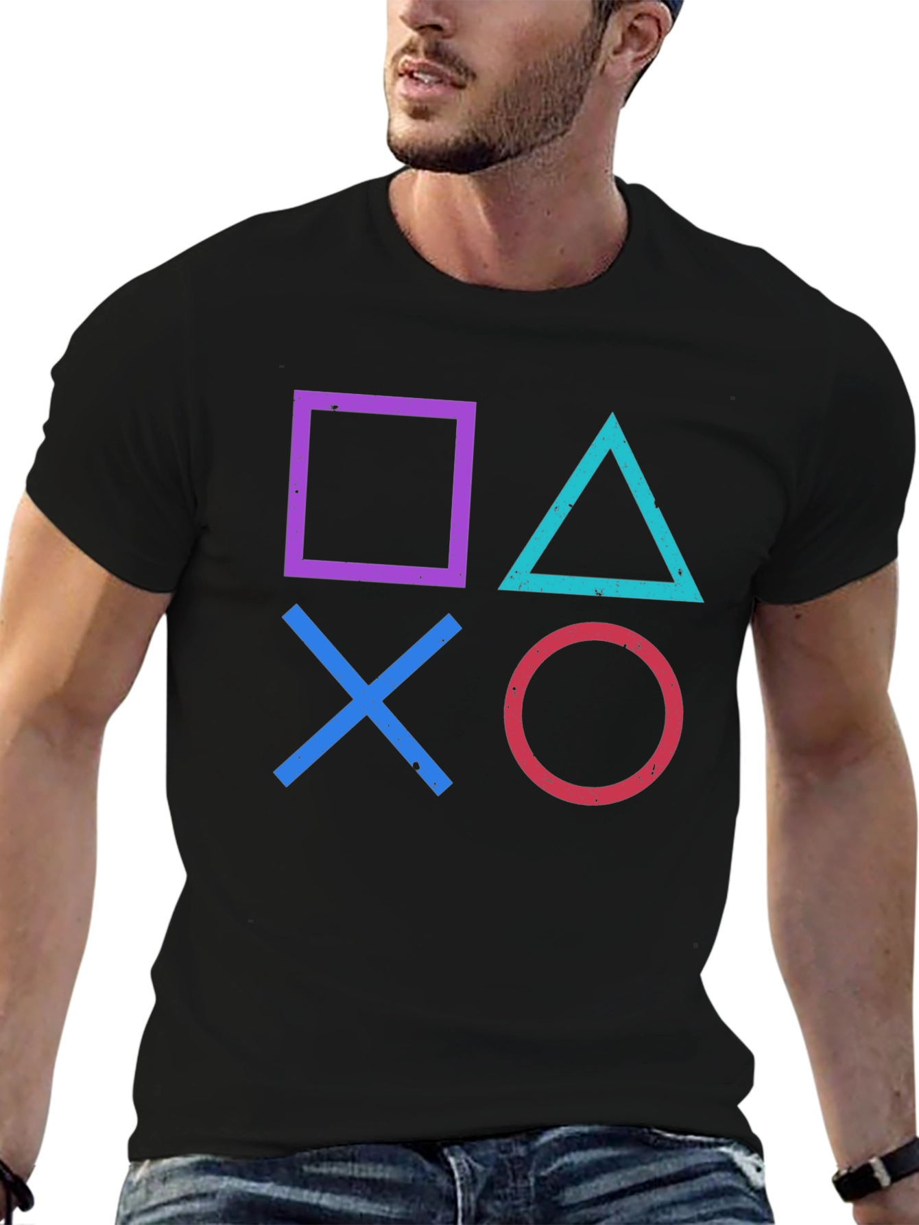 Retro Gamer T-Shirt - PlayStation Symbols