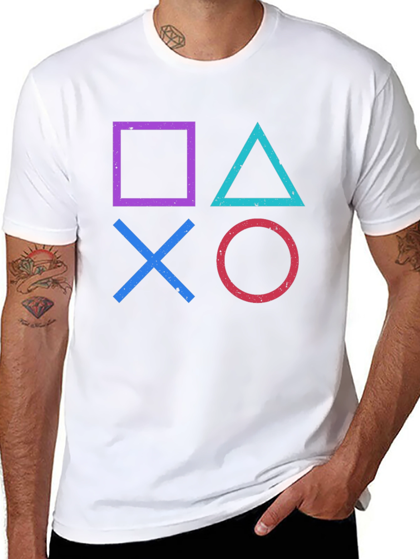 Retro Gamer T-Shirt - PlayStation Symbols