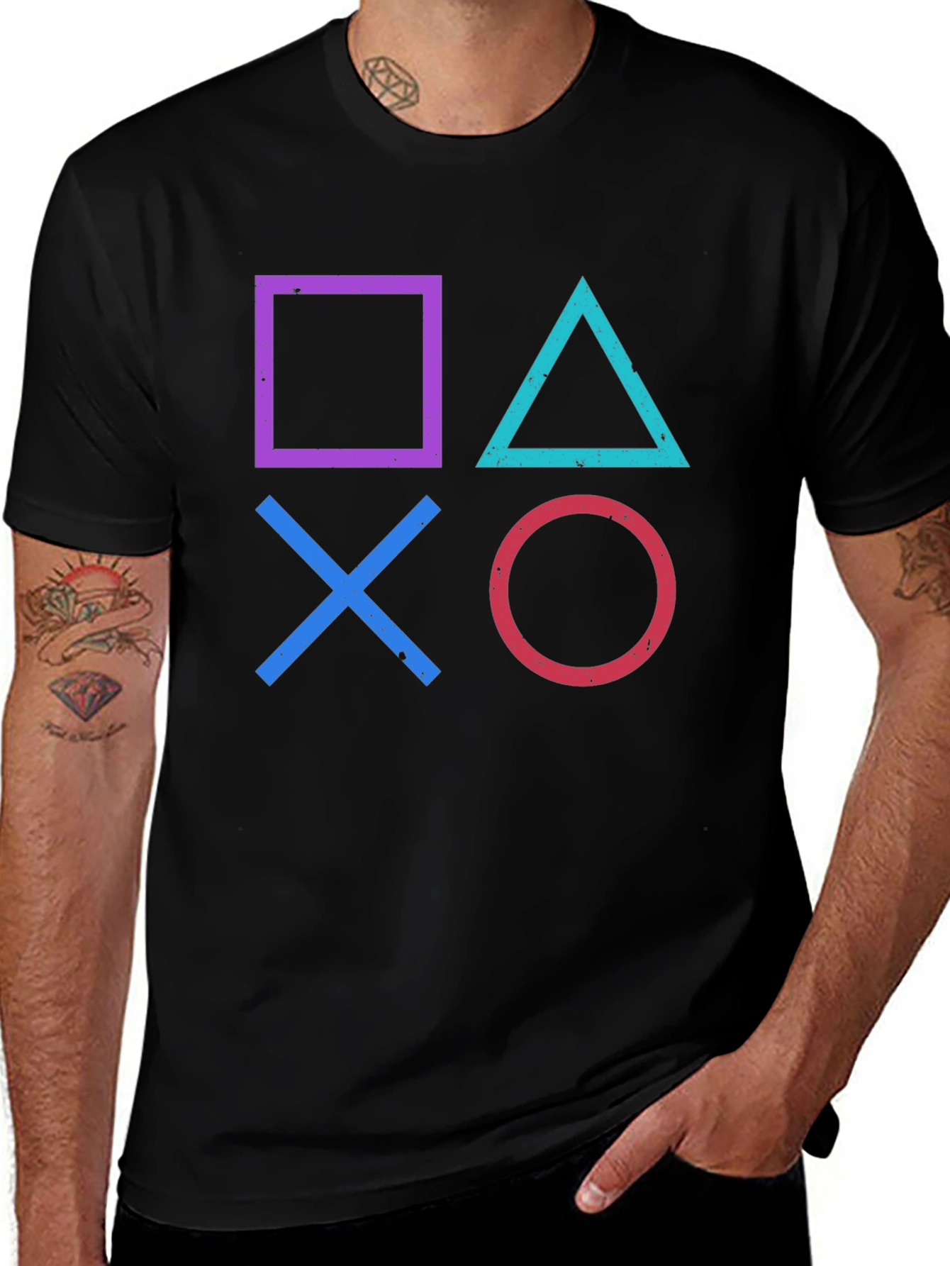 Retro Gamer T-Shirt - PlayStation Symbols