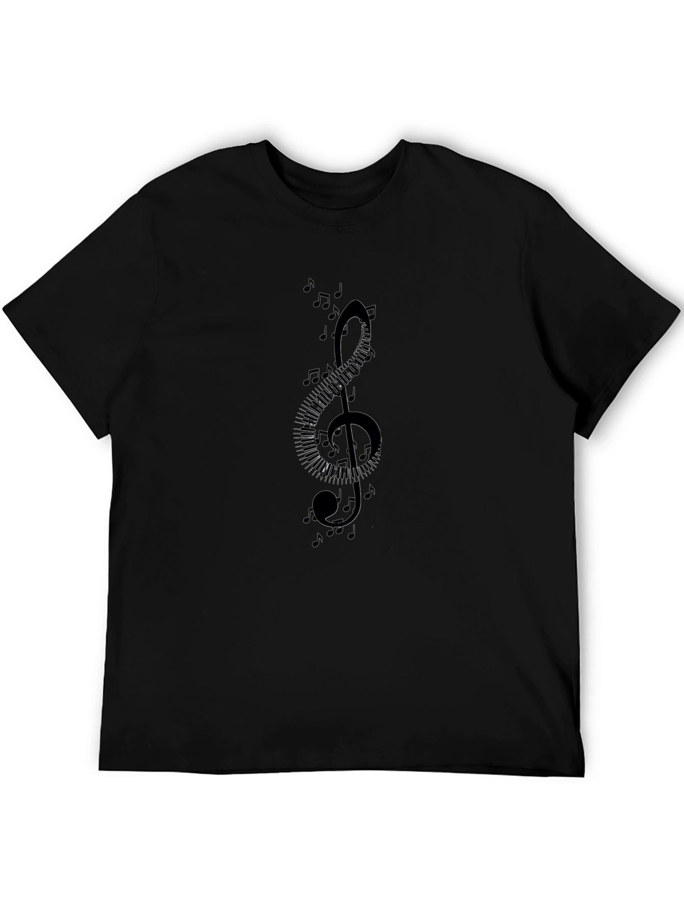 Music Note Treble Clef Graphic Tee - Black