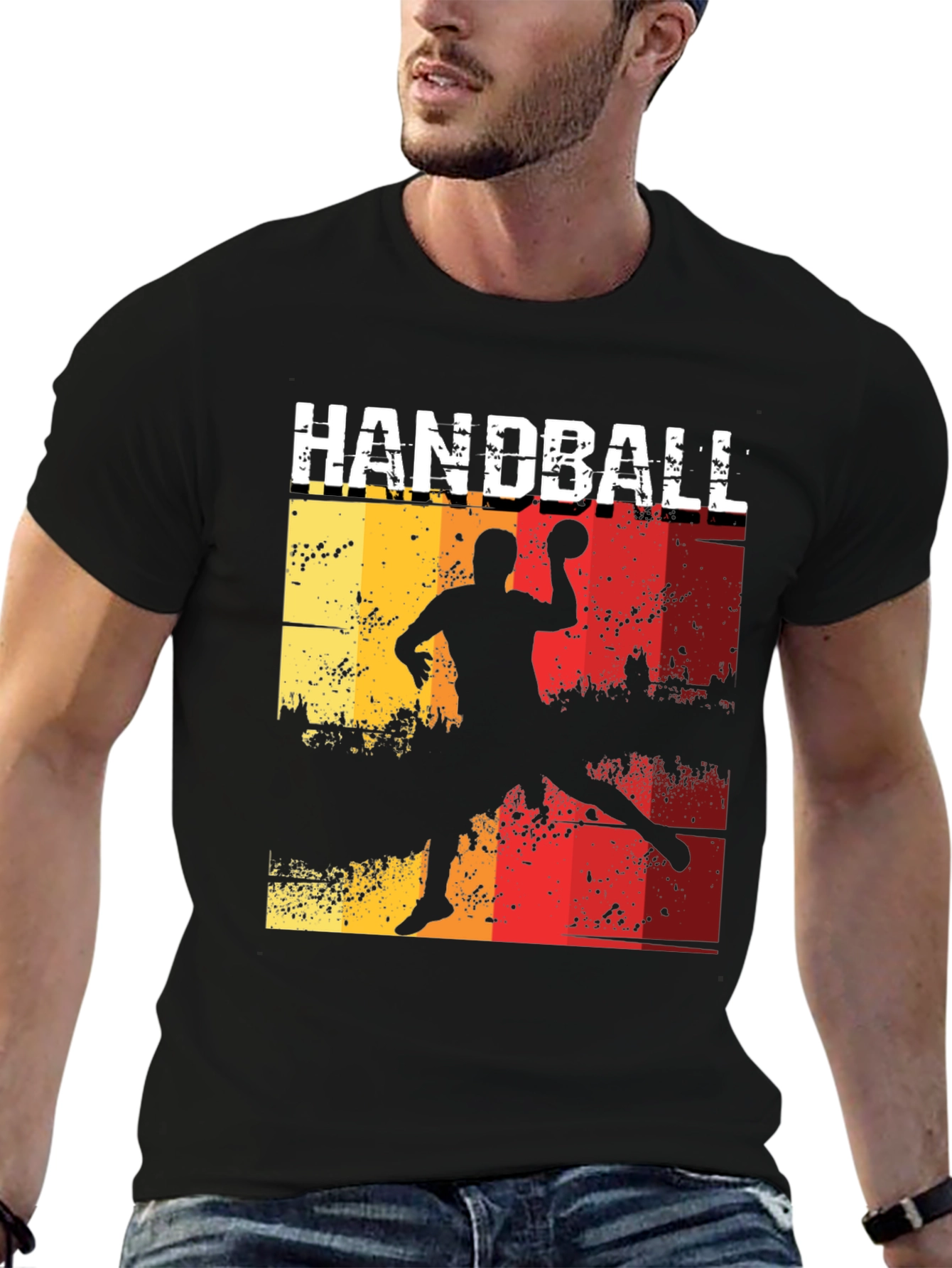 Handball Player Graphic Tee - Retro Style T-Shirt