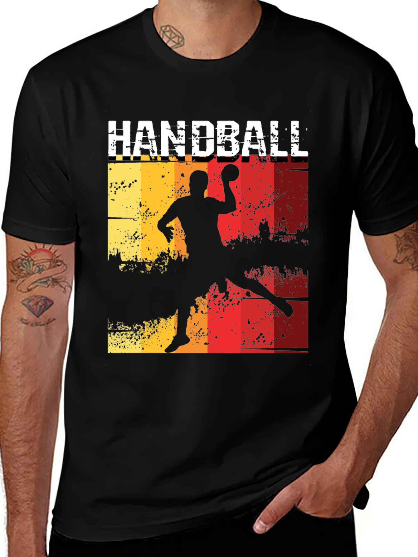Handball Player Graphic Tee - Retro Style T-Shirt