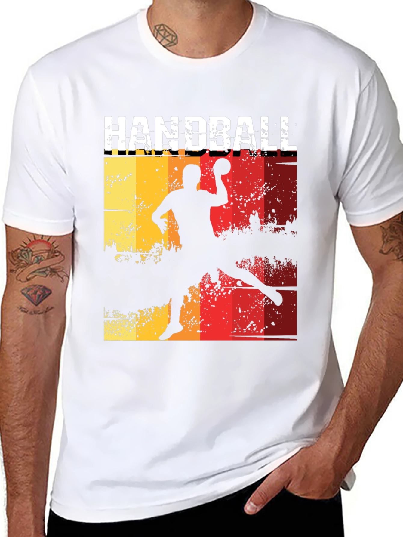 Handball Player Graphic Tee - Retro Style T-Shirt