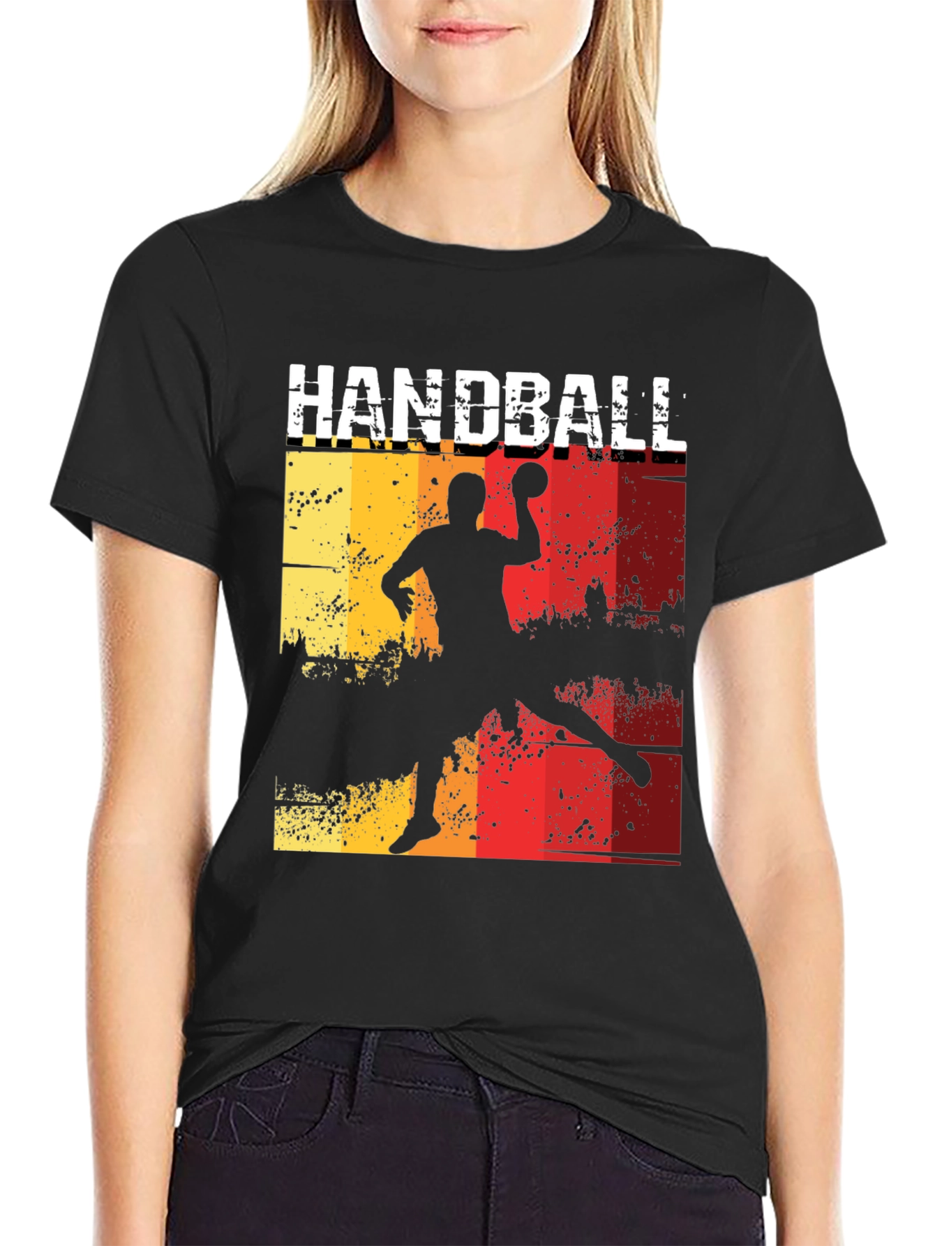 Handball Player Graphic Tee - Retro Style T-Shirt