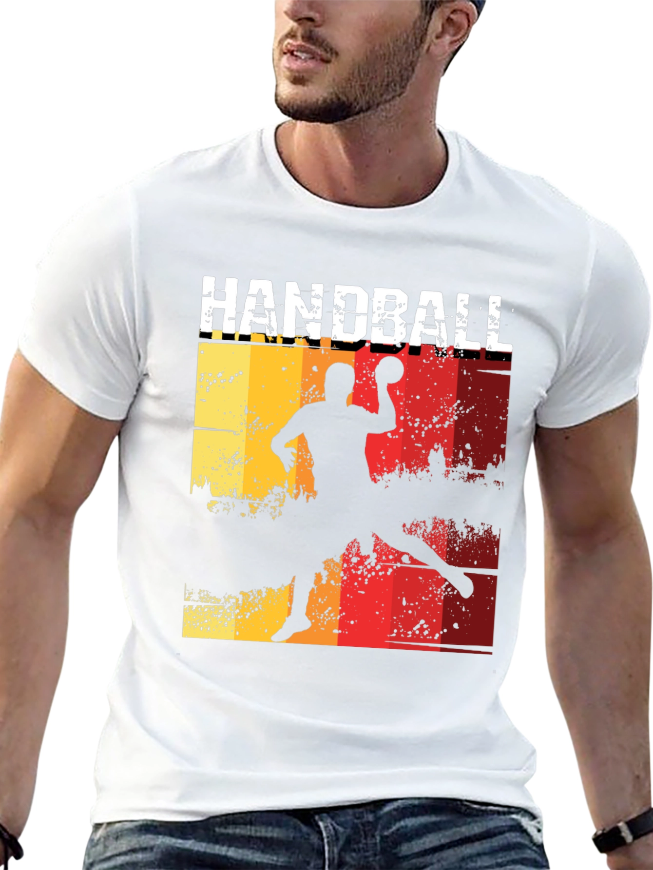 Handball Player Graphic Tee - Retro Style T-Shirt