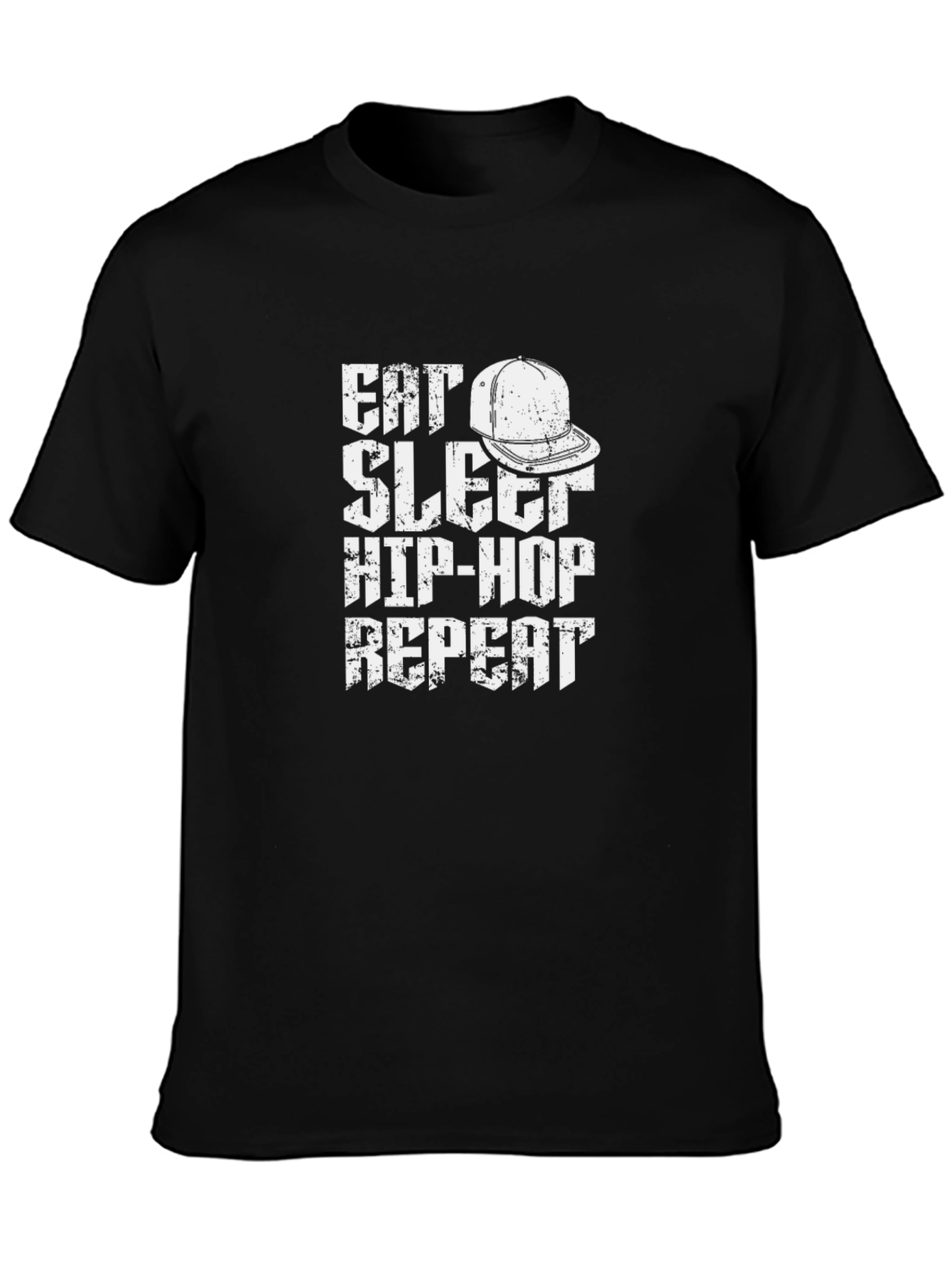Eat Sleep Hip-Hop Repeat Black Graphic T-Shirt