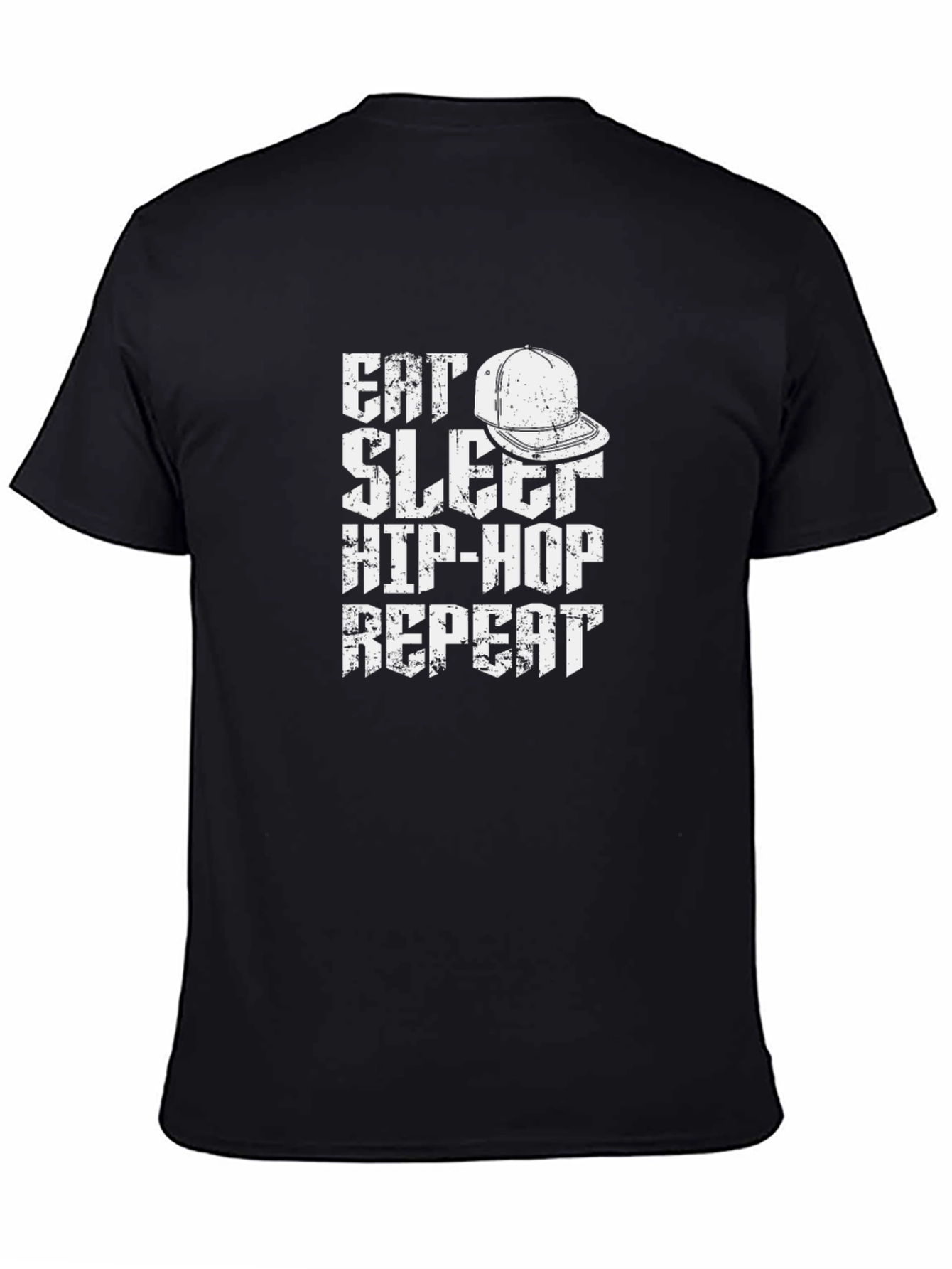 Eat Sleep Hip-Hop Repeat Black Graphic T-Shirt