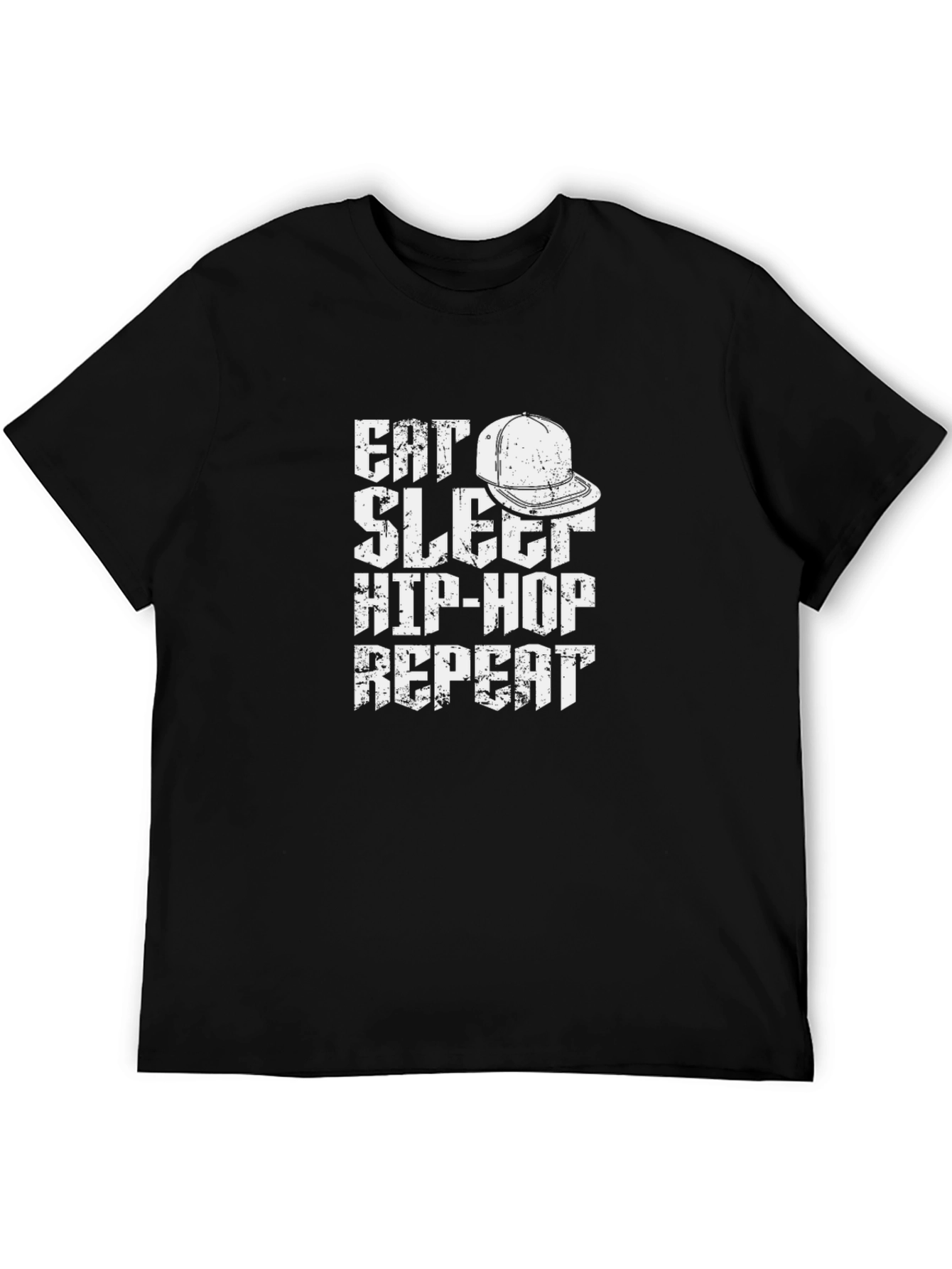 Eat Sleep Hip-Hop Repeat Black Graphic T-Shirt