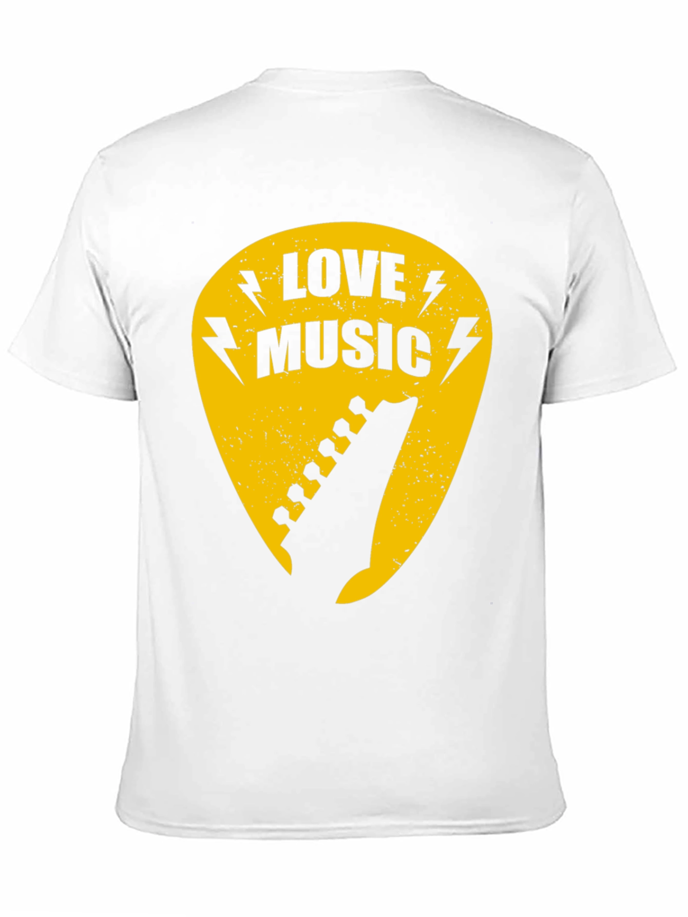 Love Music Black Graphic T-Shirt - Guitar Pick Design