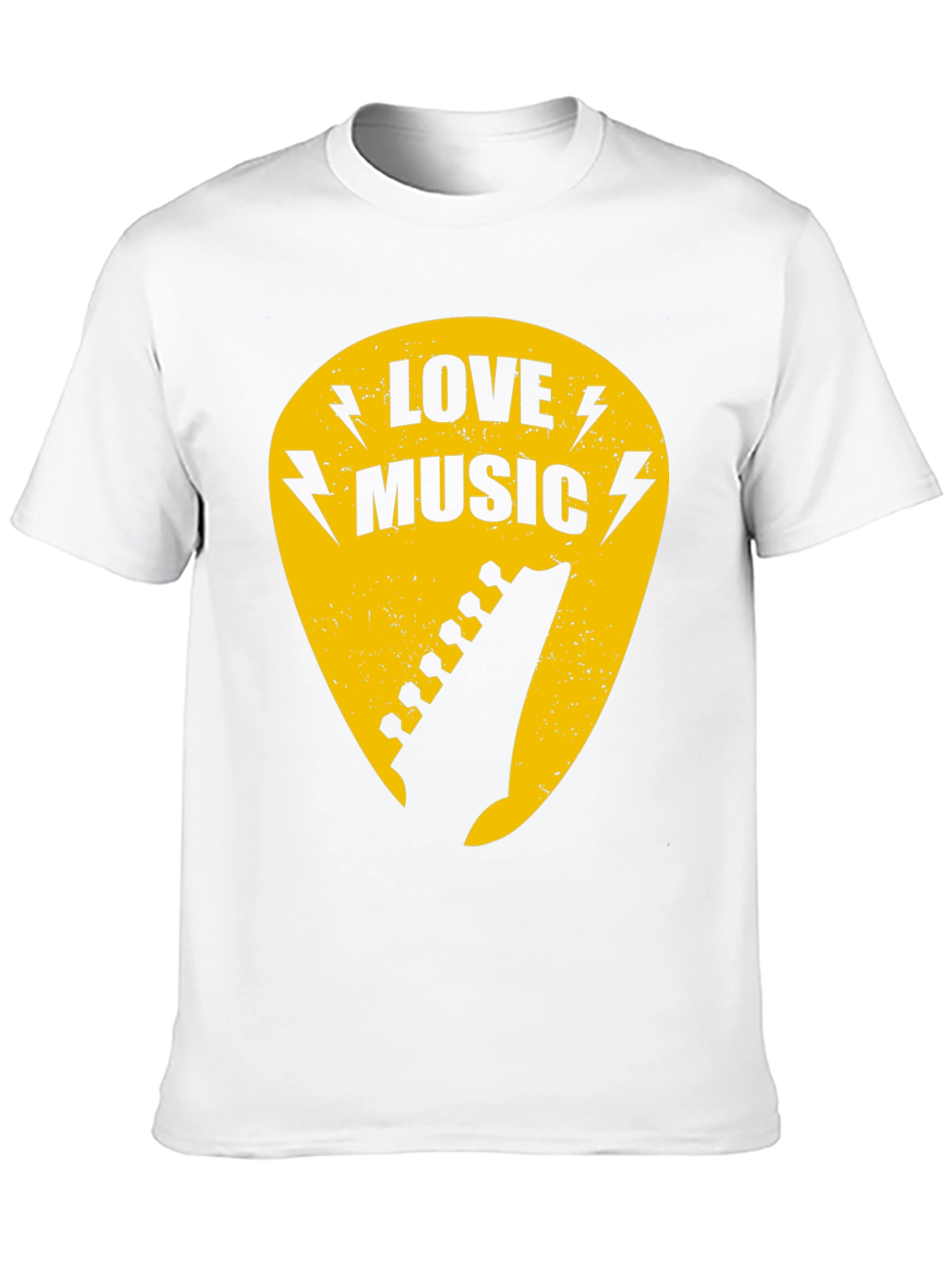 Love Music Black Graphic T-Shirt - Guitar Pick Design