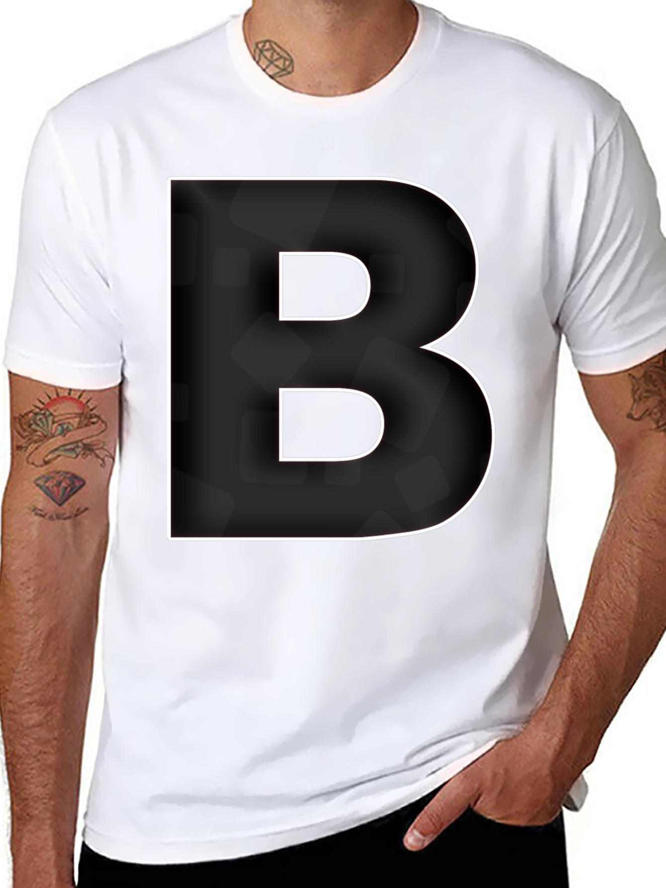 Bold Letter B Graphic Tee - Modern Black T-Shirt