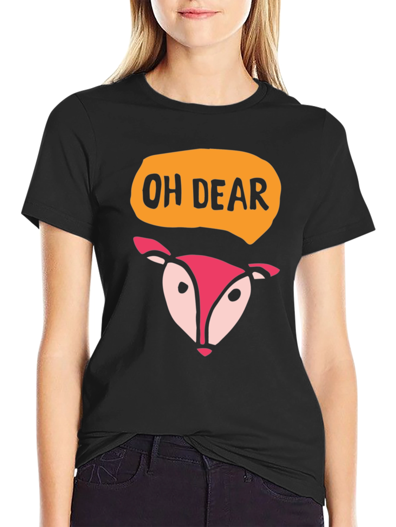 Oh Dear Deer Graphic T-Shirt - Black