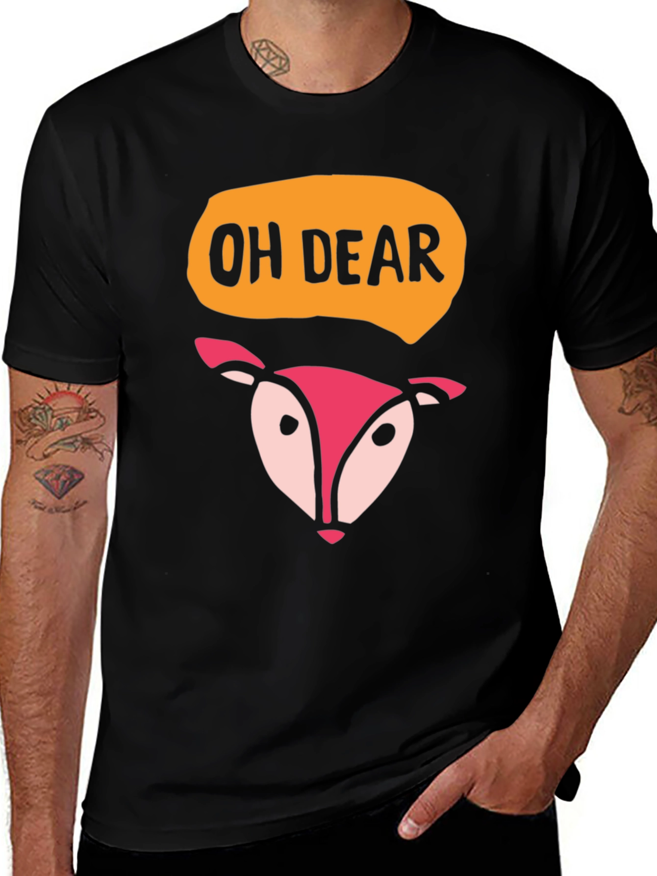 Oh Dear Deer Graphic T-Shirt - Black