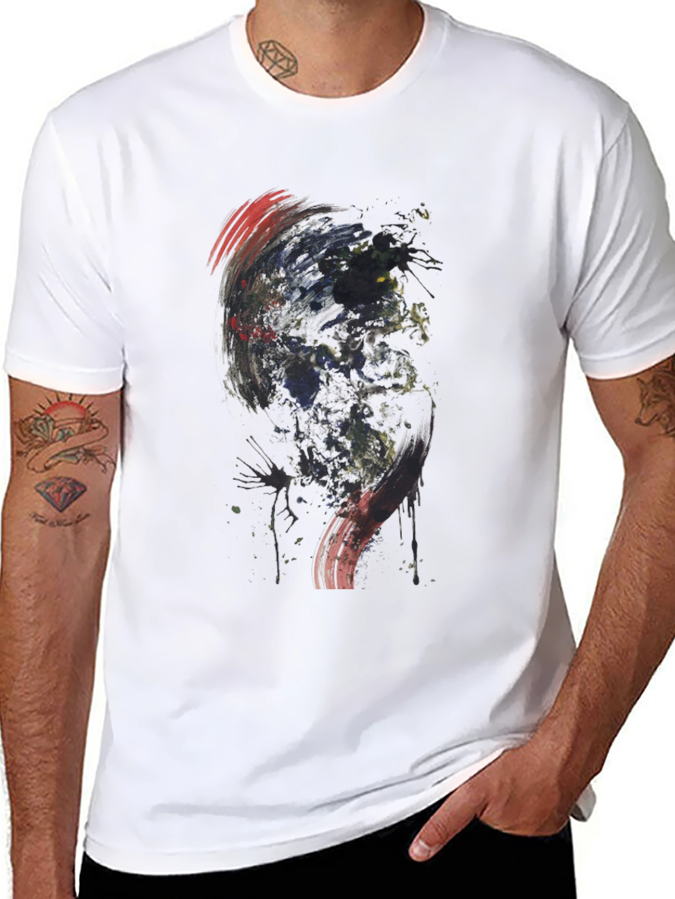 Abstract Graphic Print Black Tee