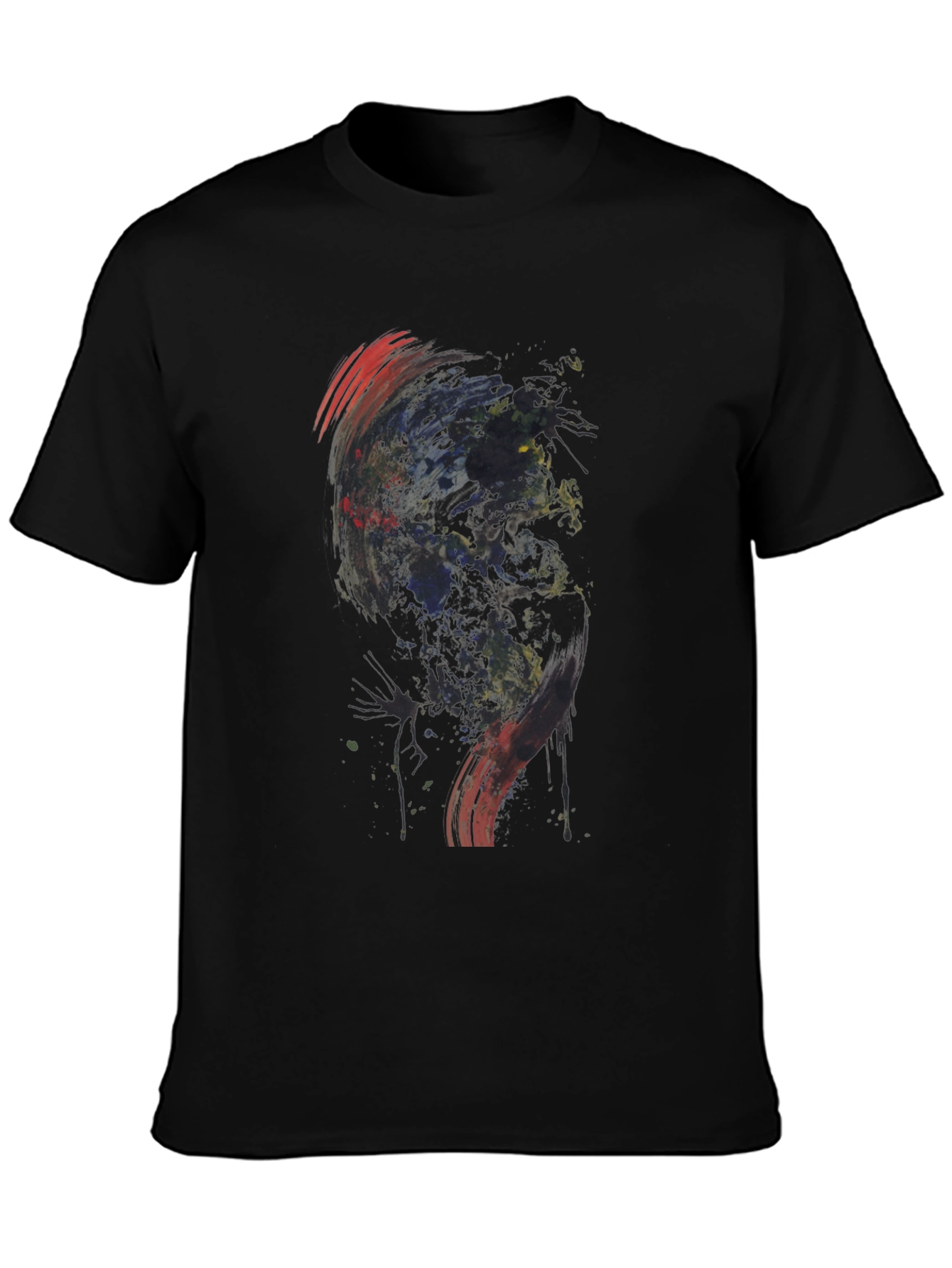 Abstract Graphic Print Black Tee