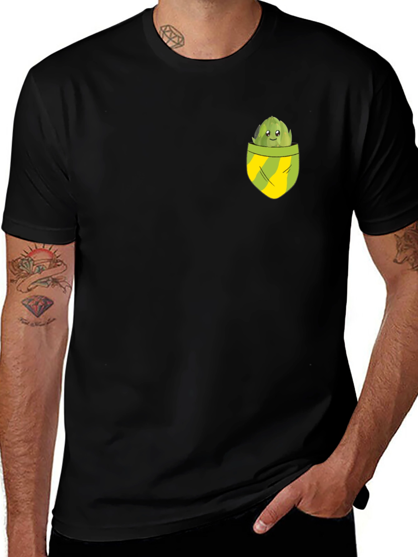 Artichoke Pocket Graphic Tee - Novelty T-Shirt