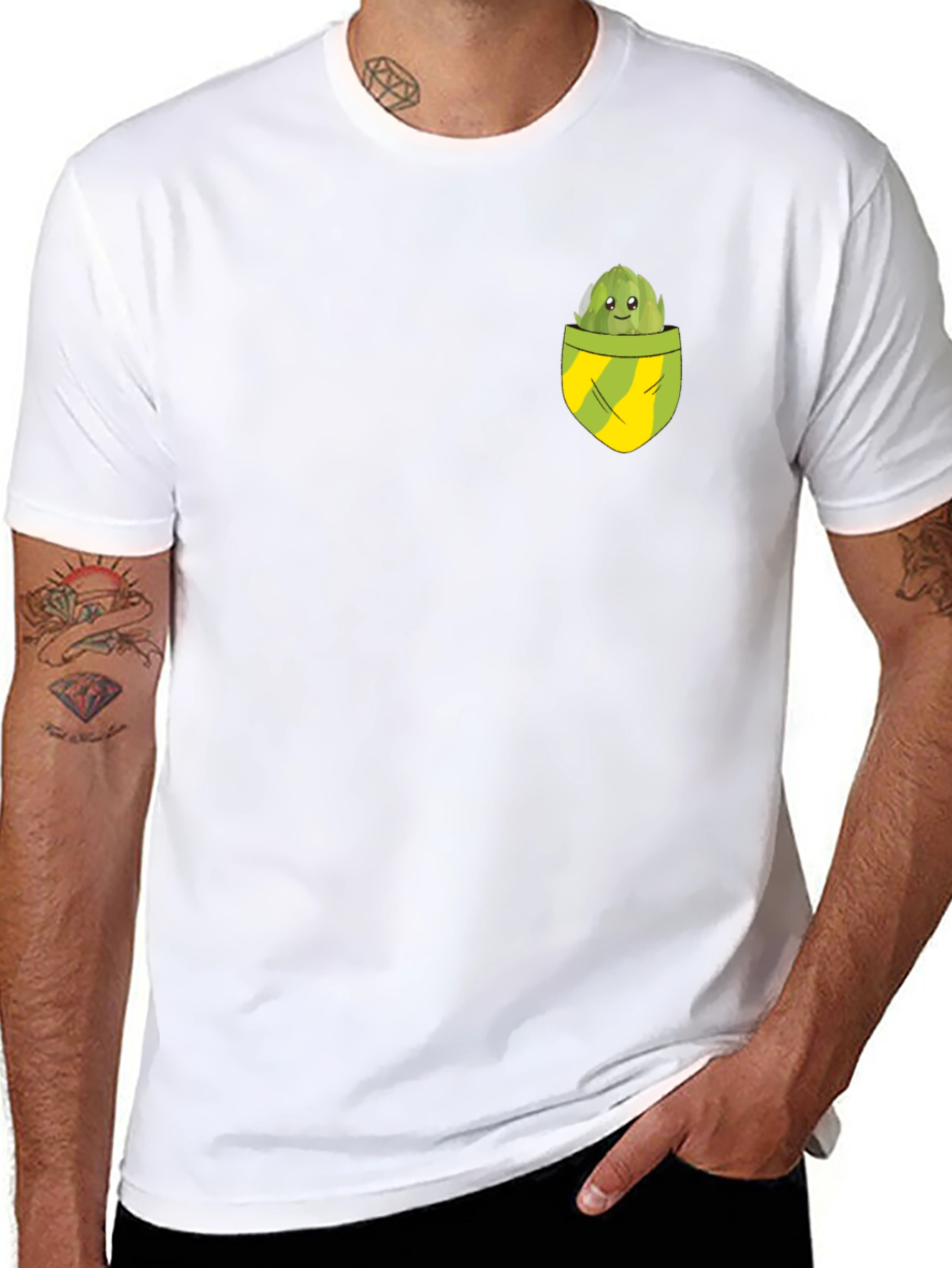 Artichoke Pocket Graphic Tee - Novelty T-Shirt