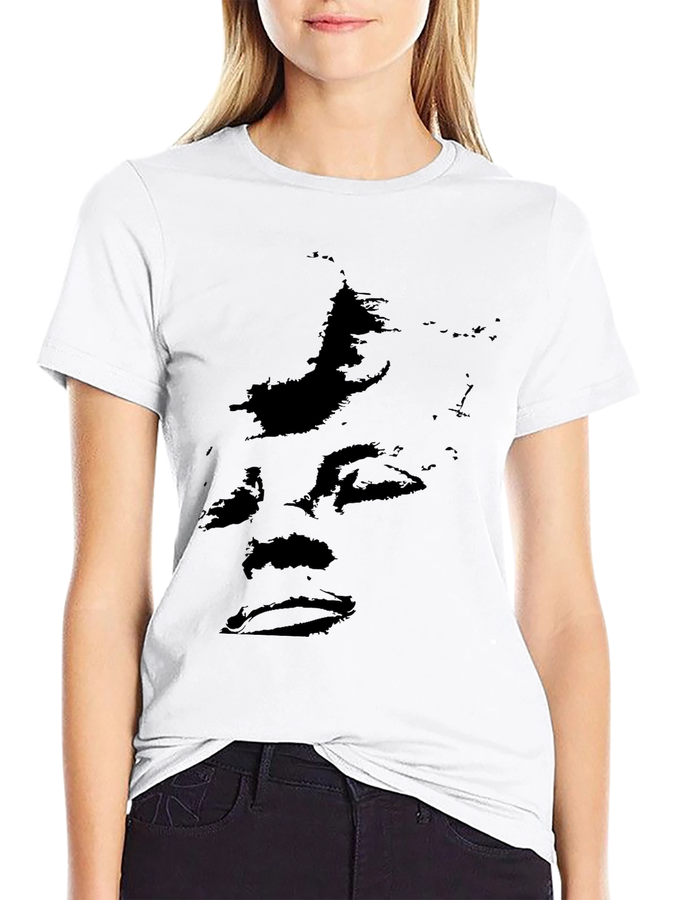 Abstract Face Black Graphic Tee