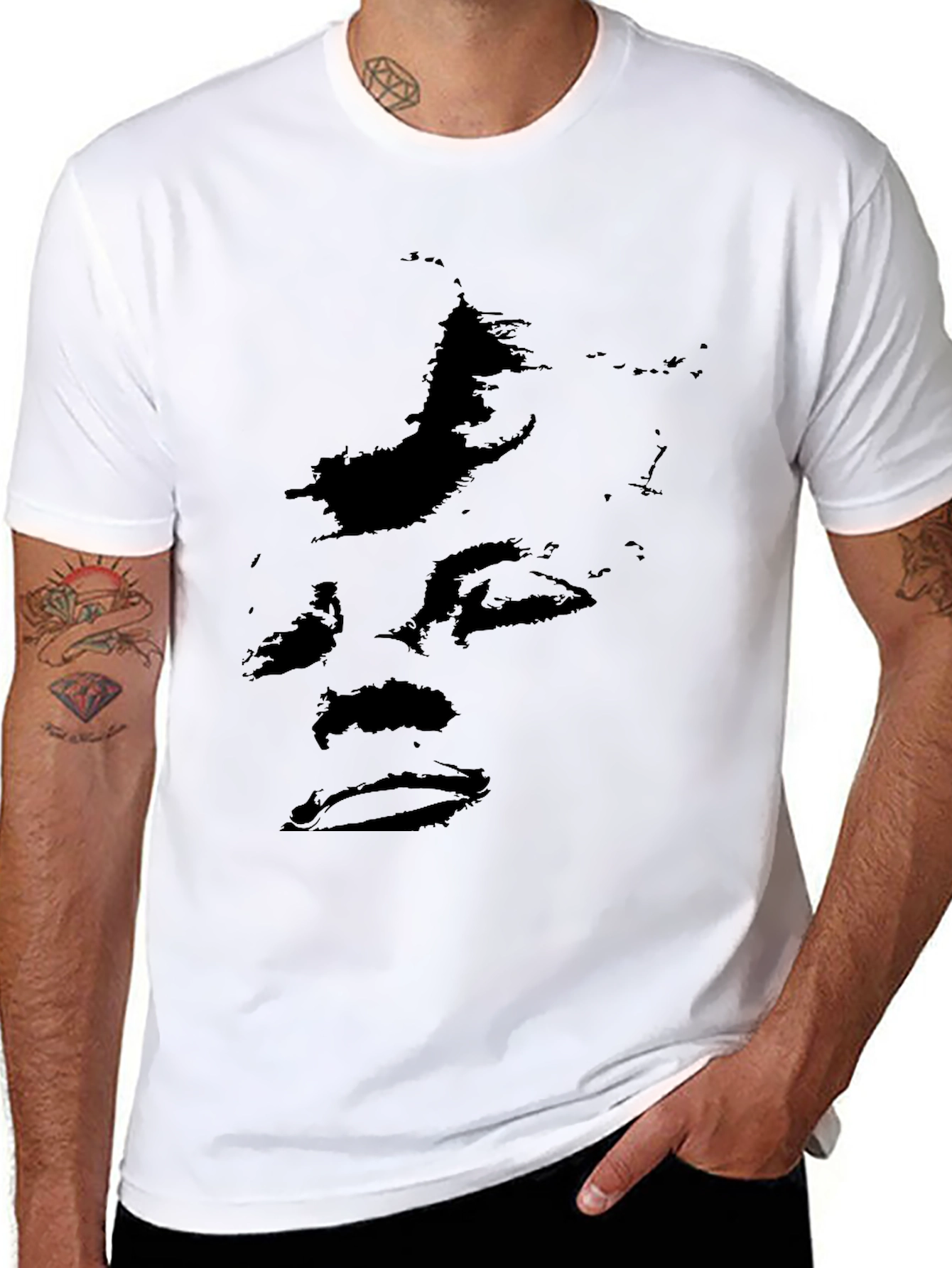 Abstract Face Black Graphic Tee