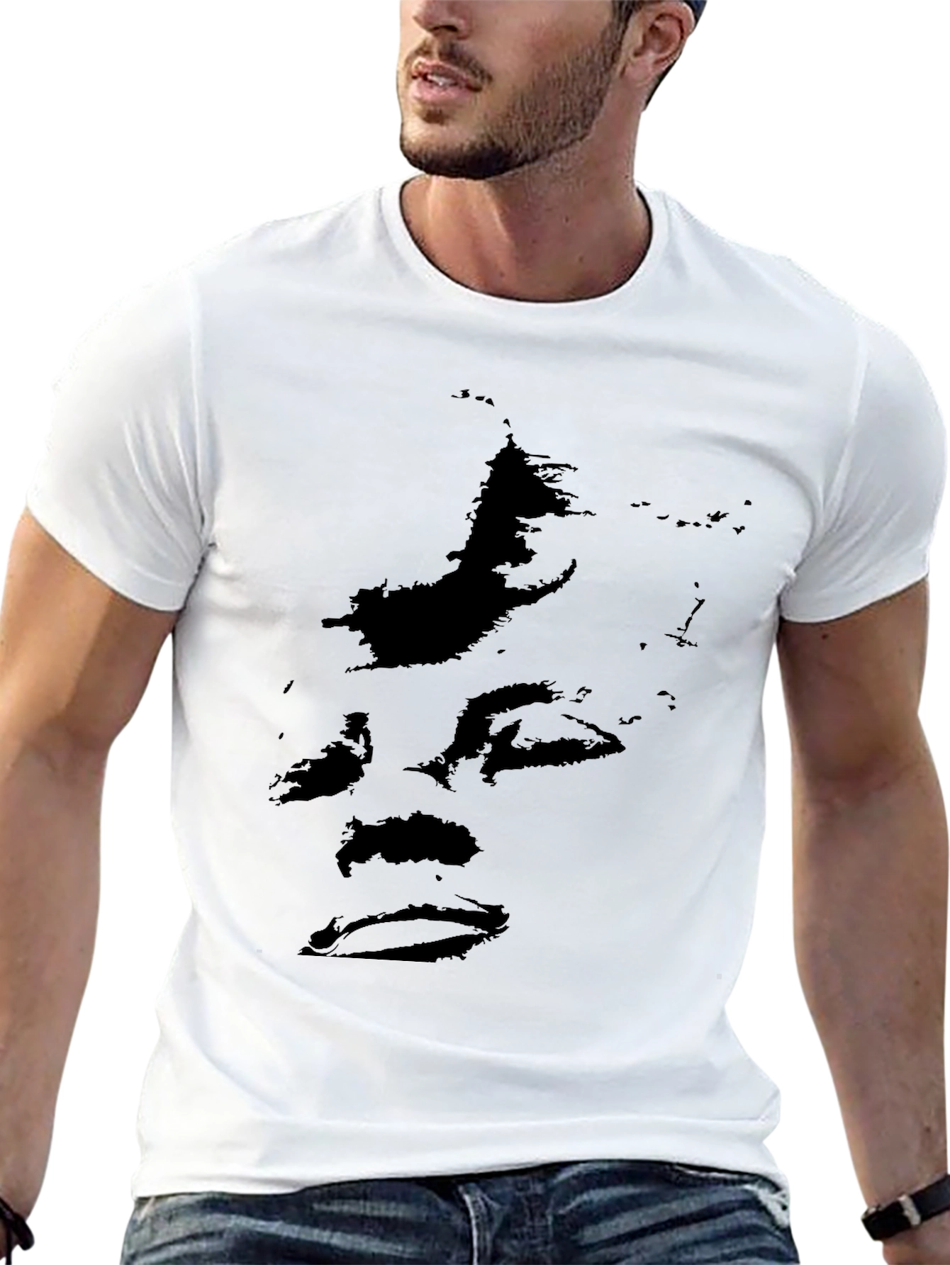 Abstract Face Black Graphic Tee