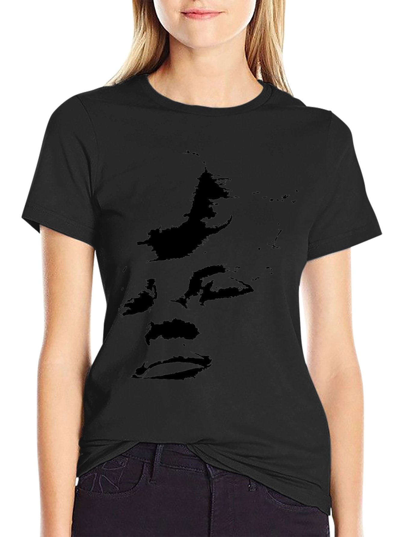 Abstract Face Black Graphic Tee