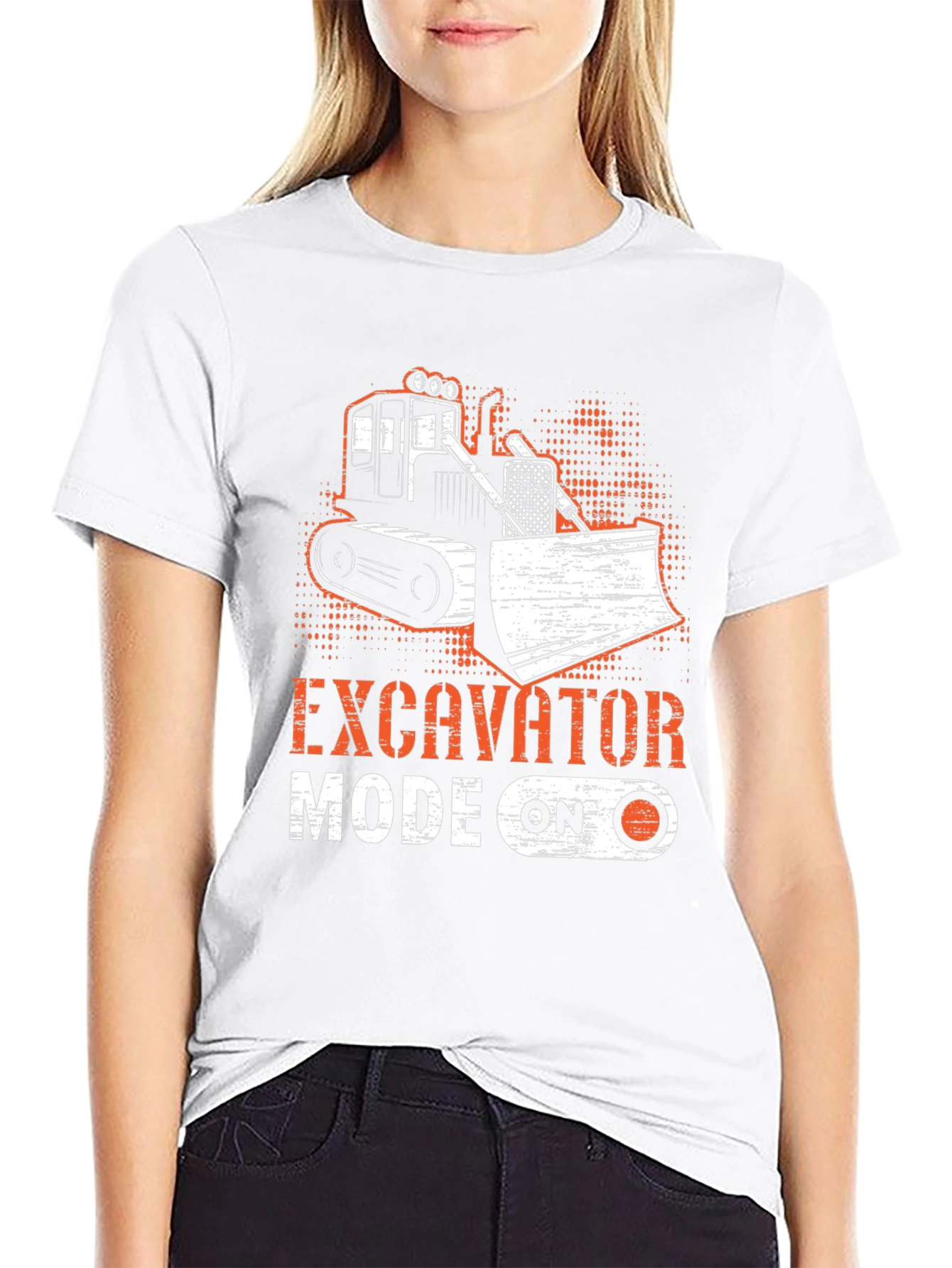 Excavator Mode On Black T-Shirt