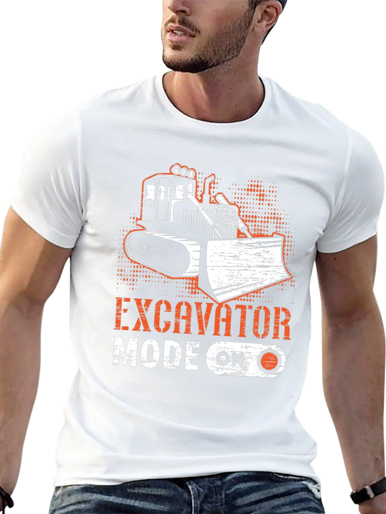 Excavator Mode On Black T-Shirt