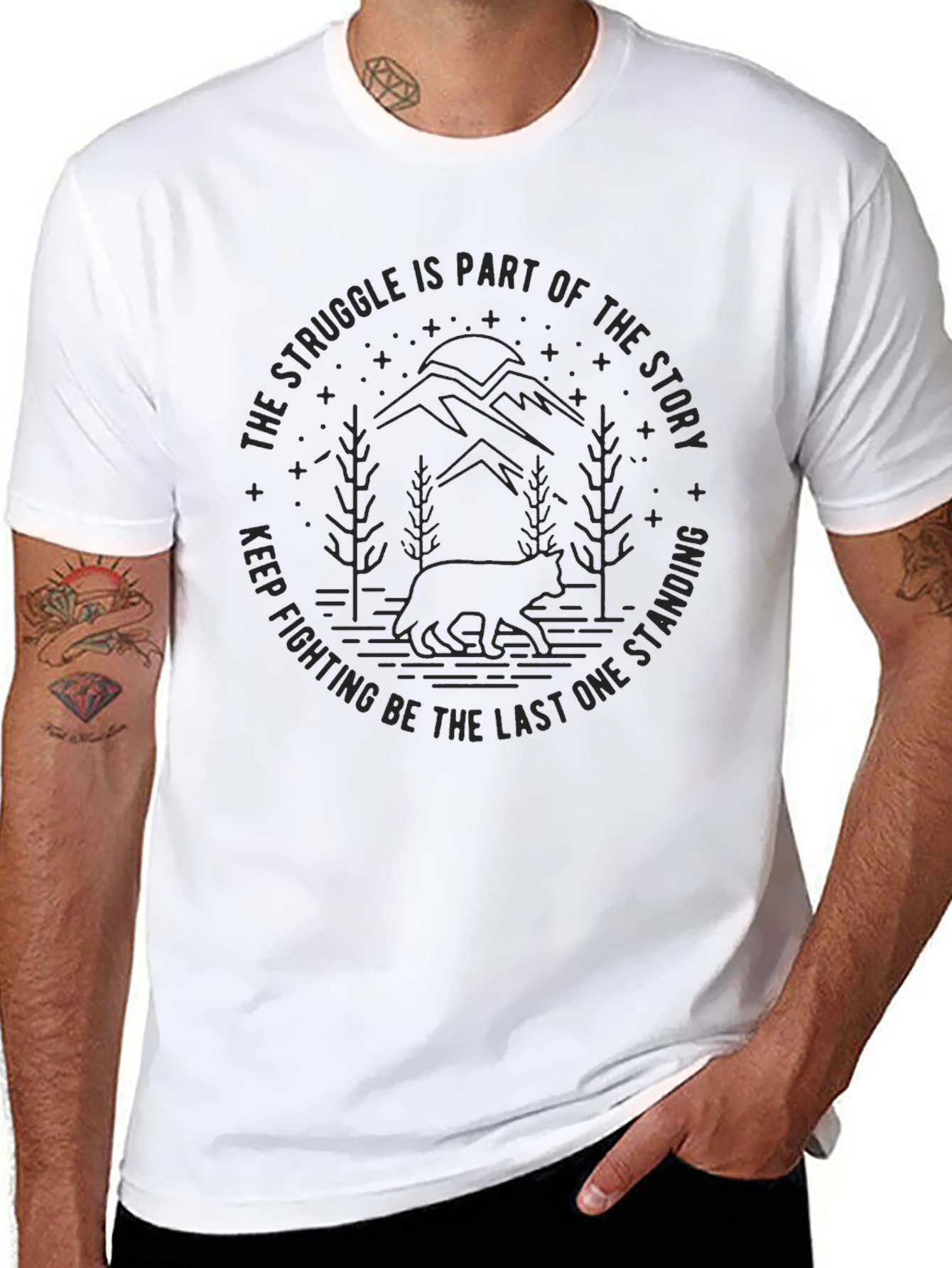 Struggle Story Bear Graphic Crew Neck Tee