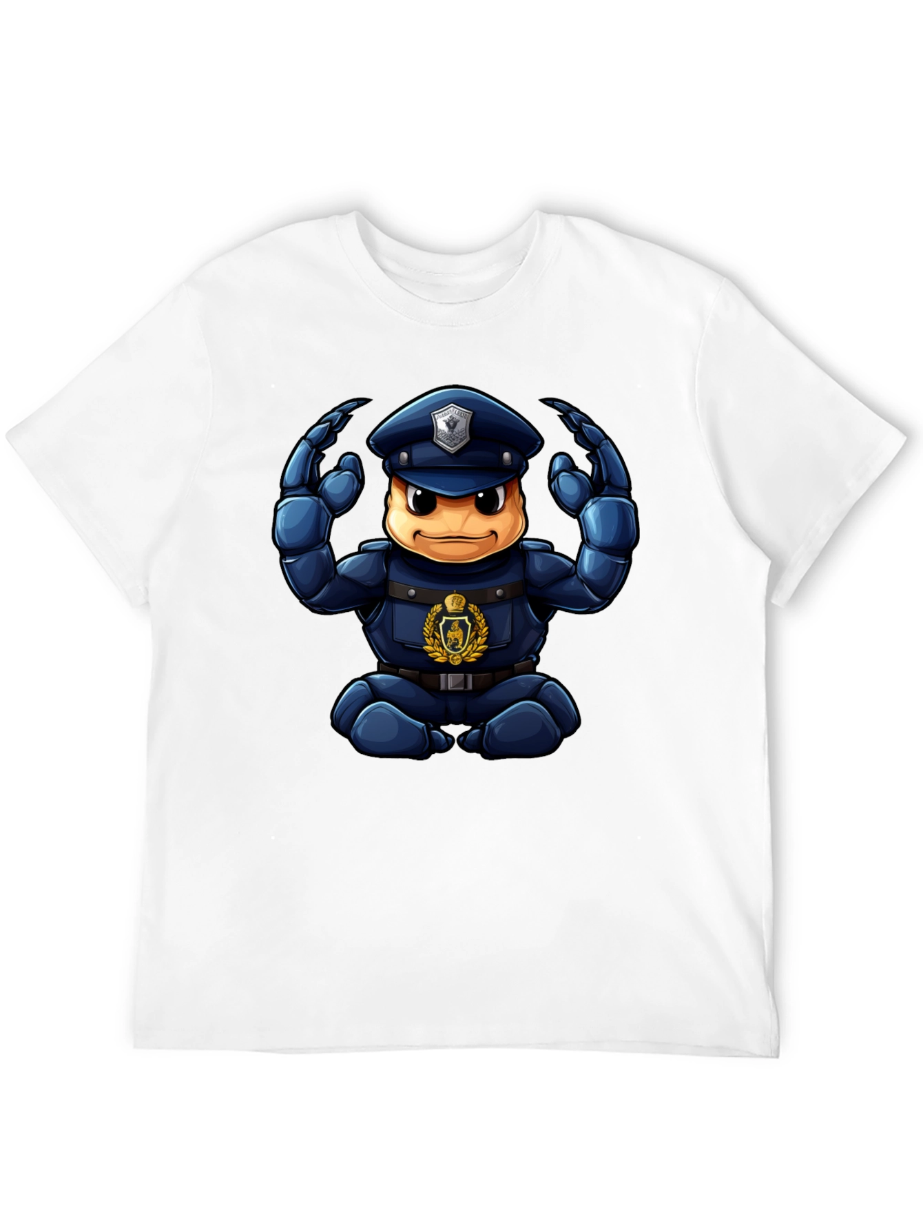 Cartoon Police Character Graphic Black T-Shirt