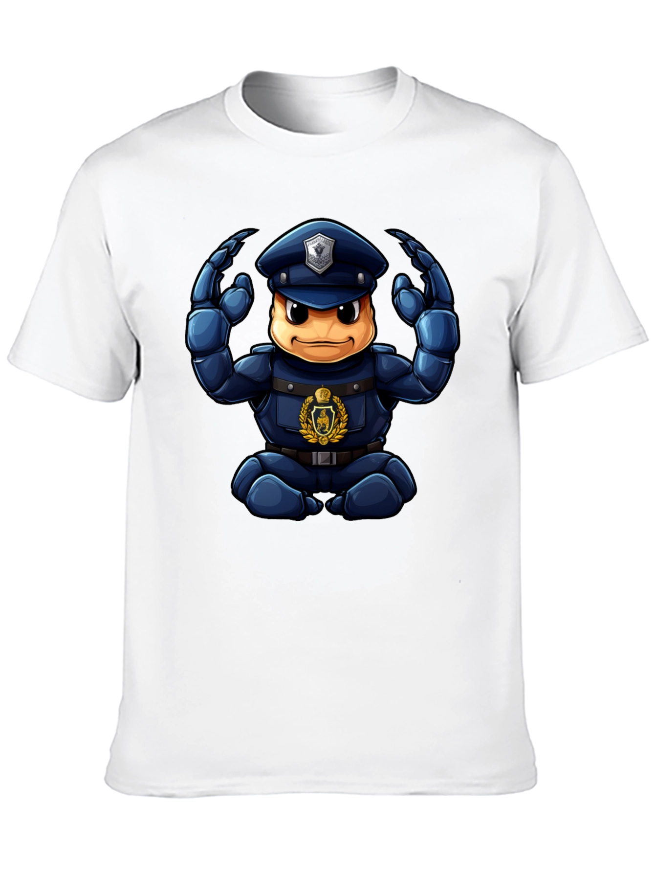 Cartoon Police Character Graphic Black T-Shirt