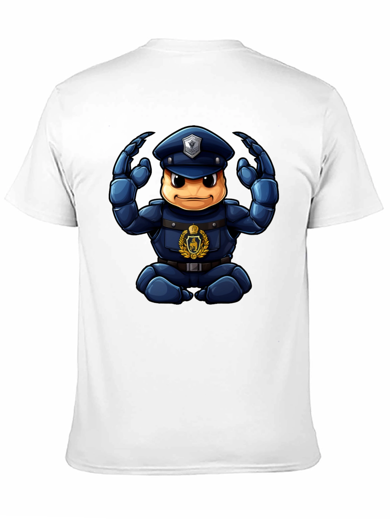 Cartoon Police Character Graphic Black T-Shirt