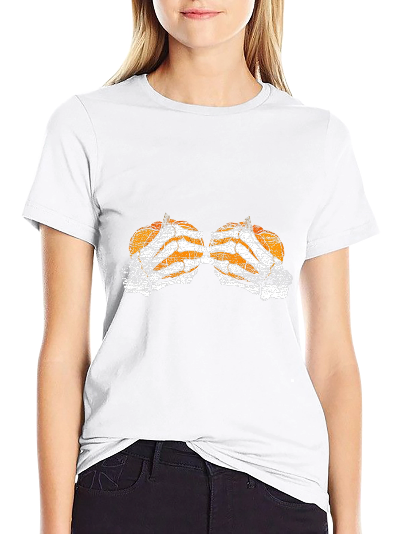 Pumpkin Skeleton Hand Halloween T-Shirt