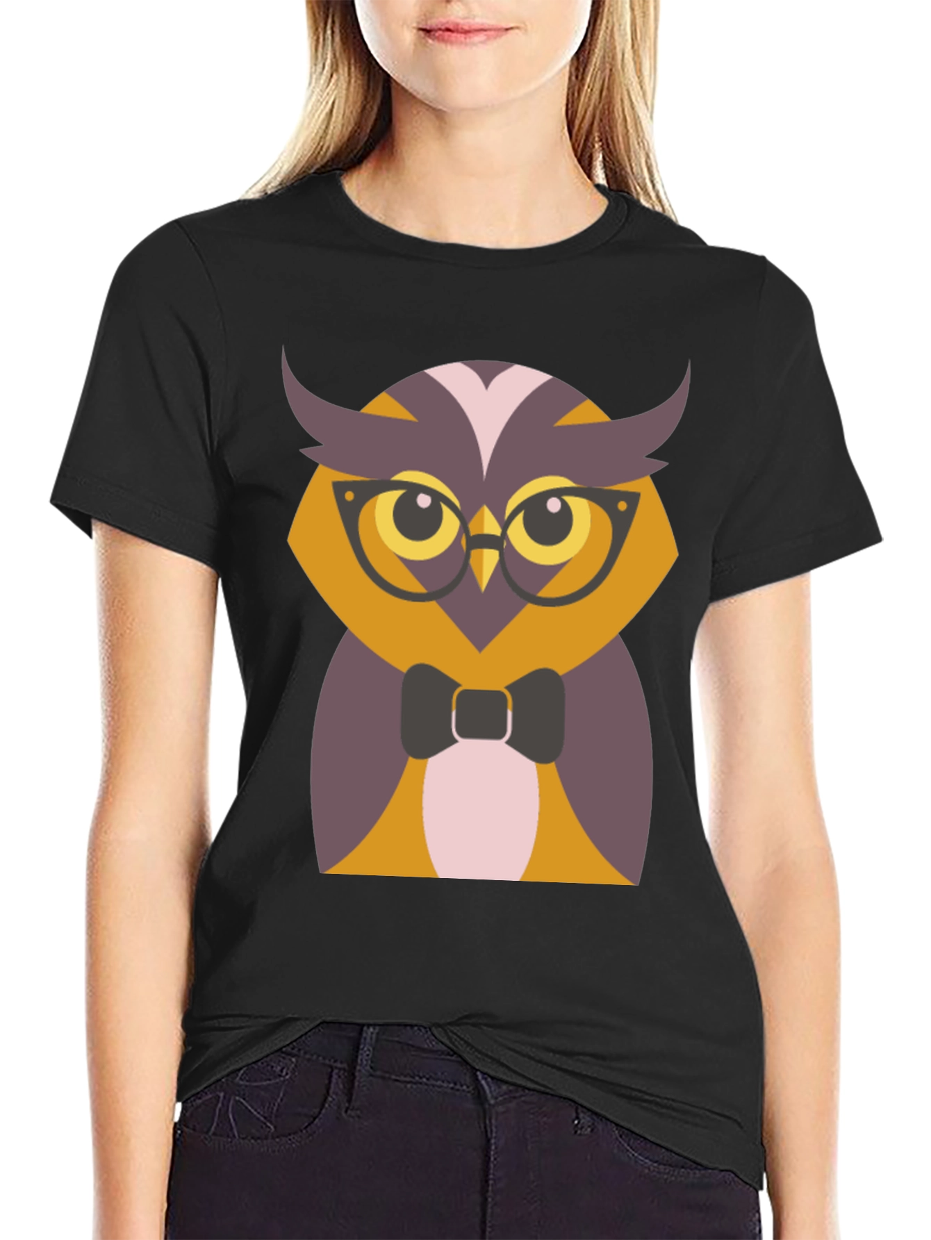 Hipster Owl Graphic Tee - Mens Black T-Shirt