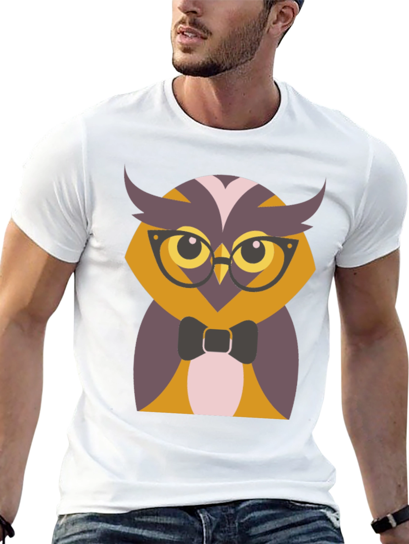 Hipster Owl Graphic Tee - Mens Black T-Shirt