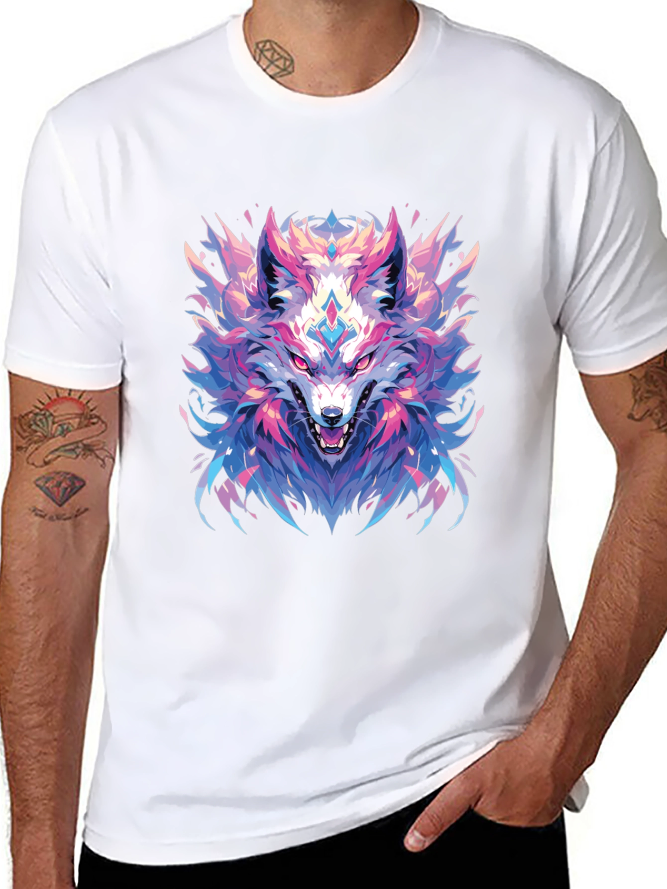 Wolf Graphic Black T-Shirt - Cool Animal Tee