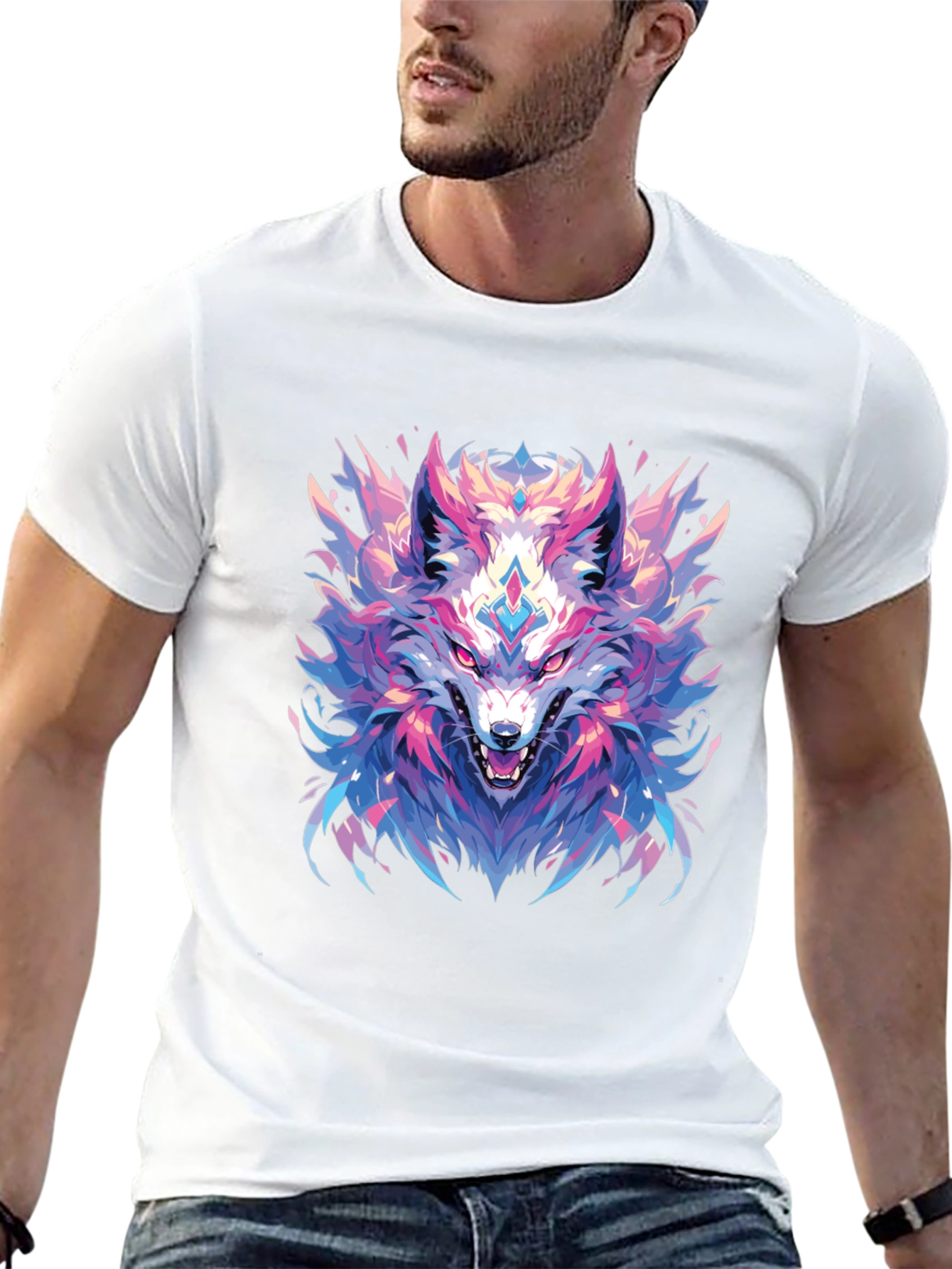 Wolf Graphic Black T-Shirt - Cool Animal Tee