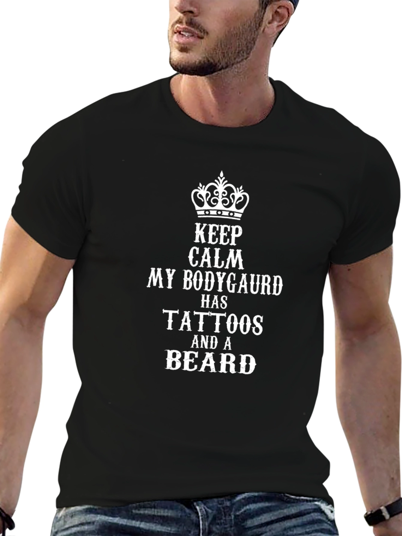 Keep Calm Bodyguard Tattoos Beard Graphic Tee