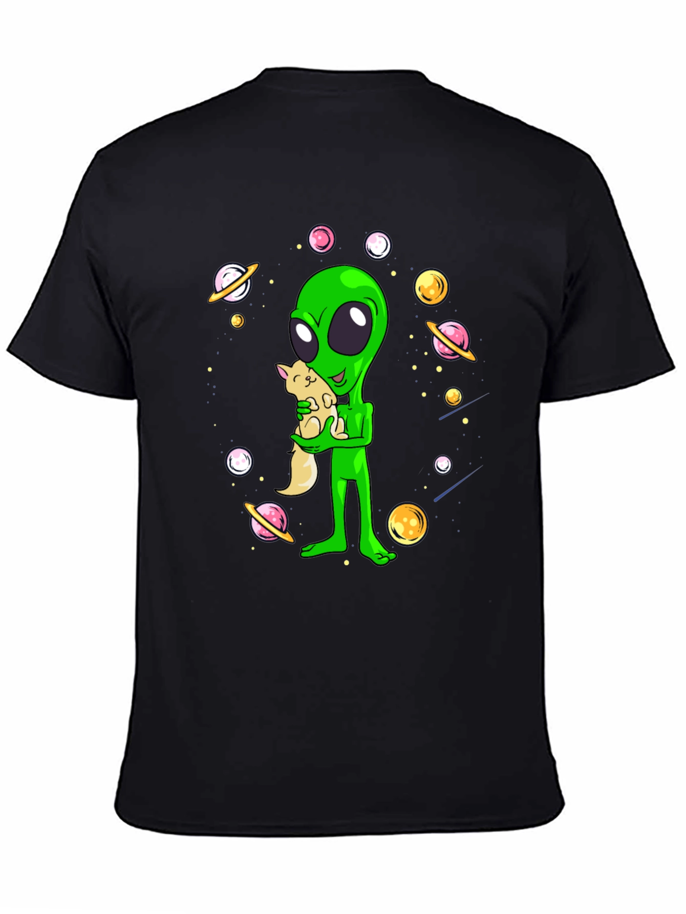 Alien Holding Cat T-Shirt - Outer Space Design