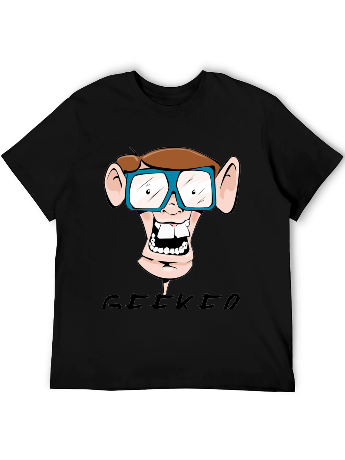 Geeky Nerd Cartoon Graphic Print T-Shirt
