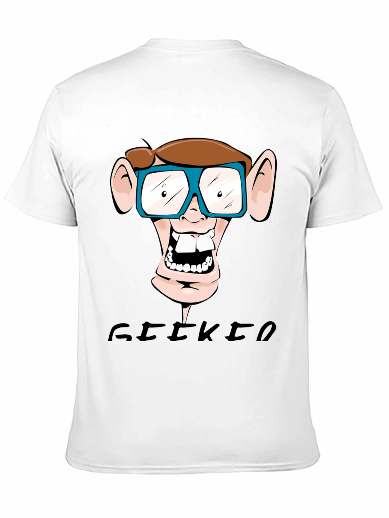 Geeky Nerd Cartoon Graphic Print T-Shirt