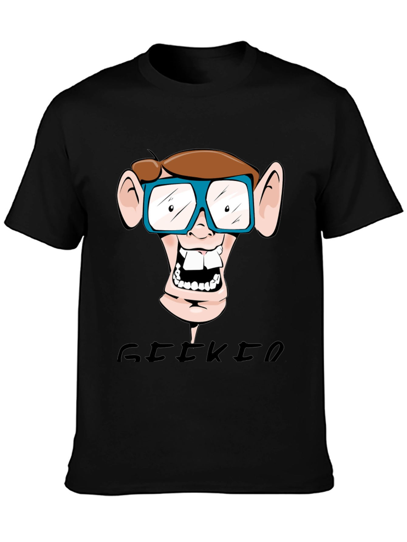 Geeky Nerd Cartoon Graphic Print T-Shirt