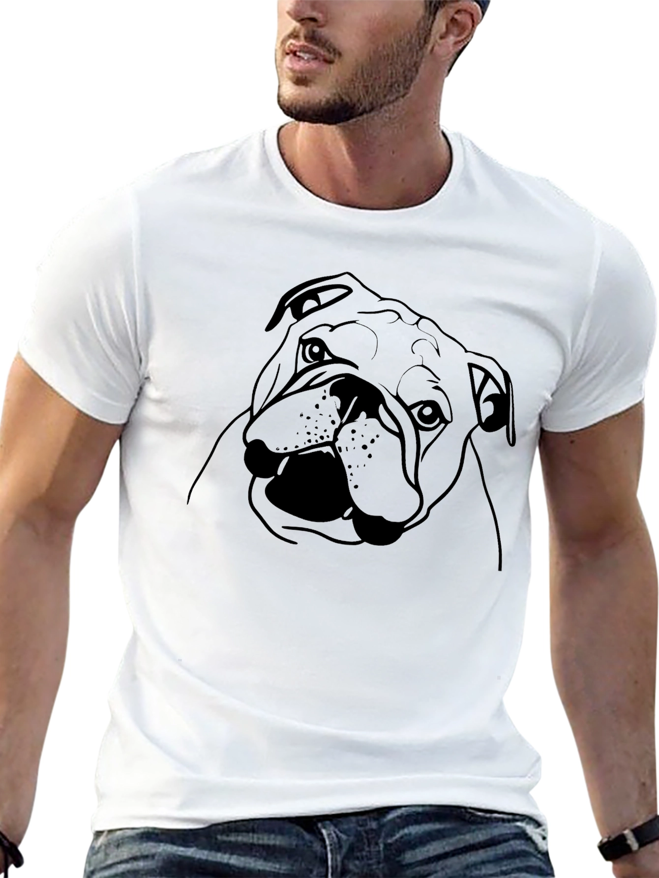 Bulldog Graphic Tee - Mens Black Crew Neck T-Shirt