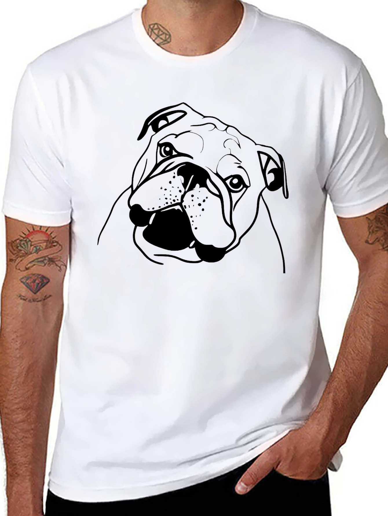 Bulldog Graphic Tee - Mens Black Crew Neck T-Shirt