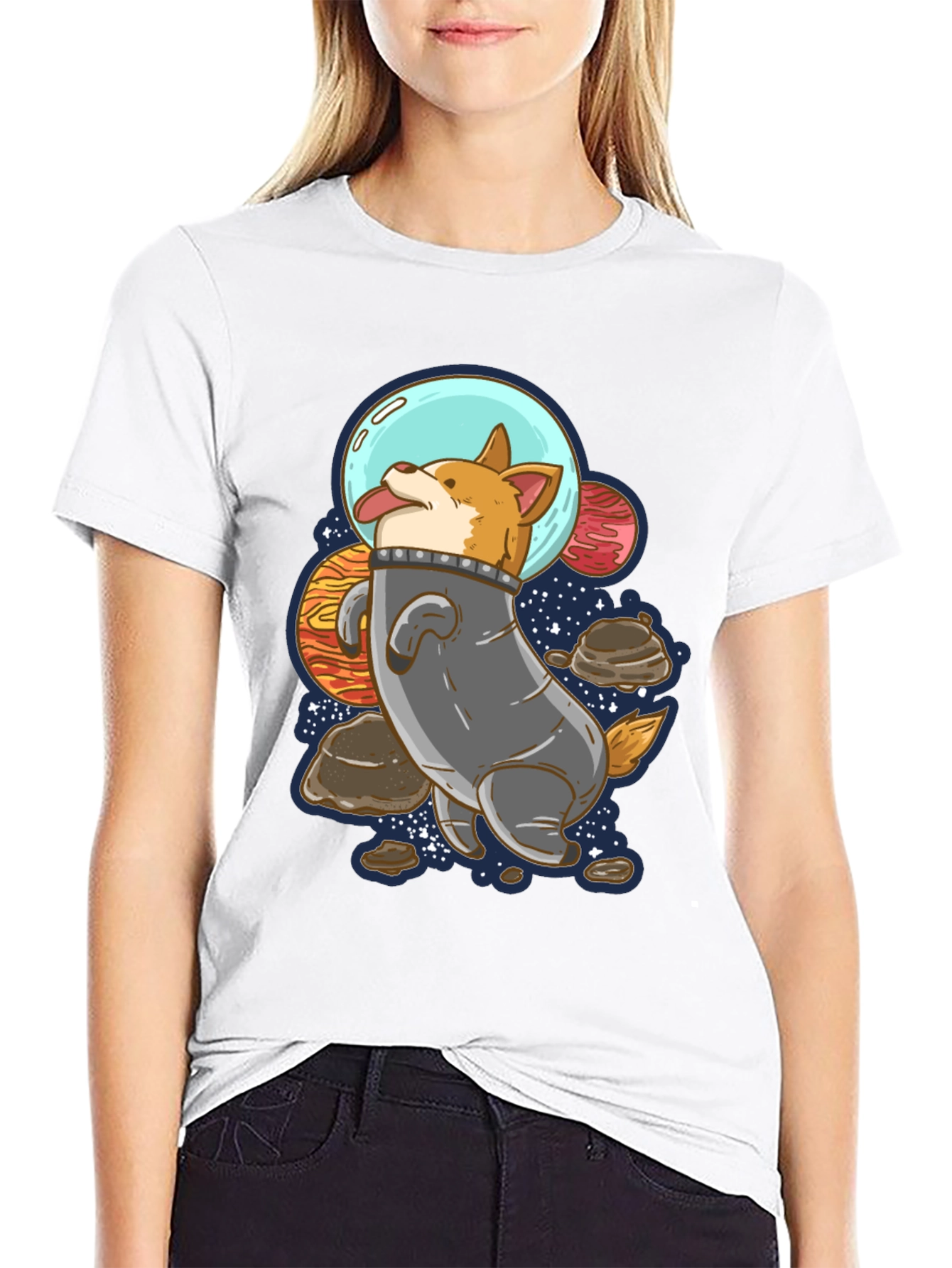 Space Corgi T-Shirt - Black