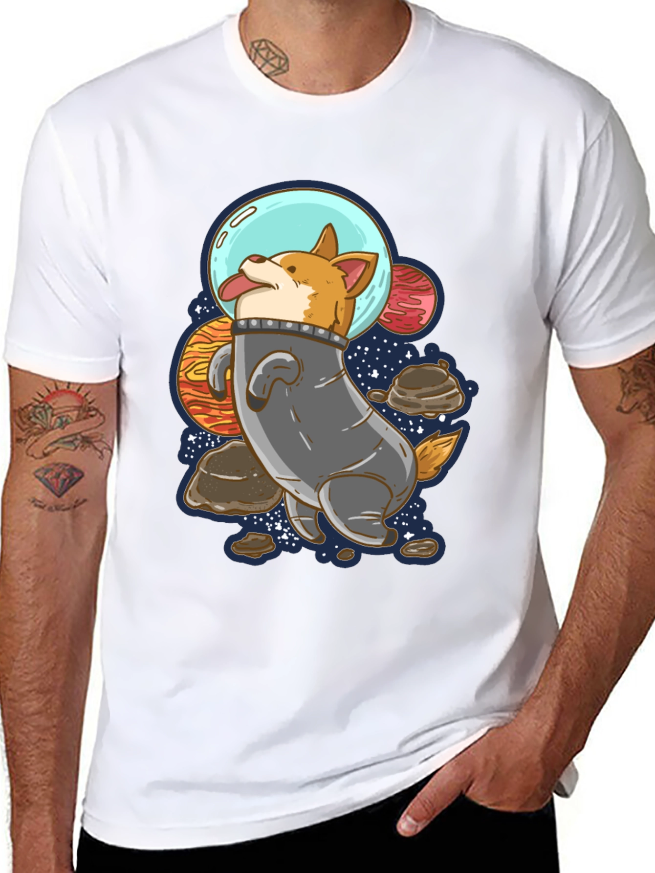 Space Corgi T-Shirt - Black